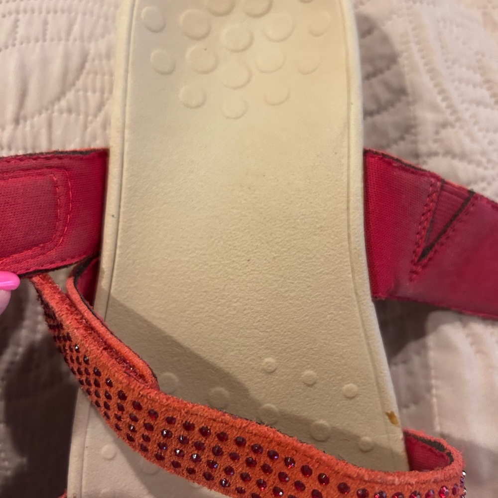 Vionic Alexis Red Rhinestone Wrap Slide Sandals - Picture 6 of 6